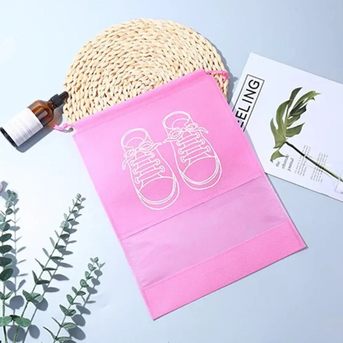 Чехол для хранения и перевозки обуви Shoe Bag на затяжках, с окошком 27 х 36 см (WW58742-3)