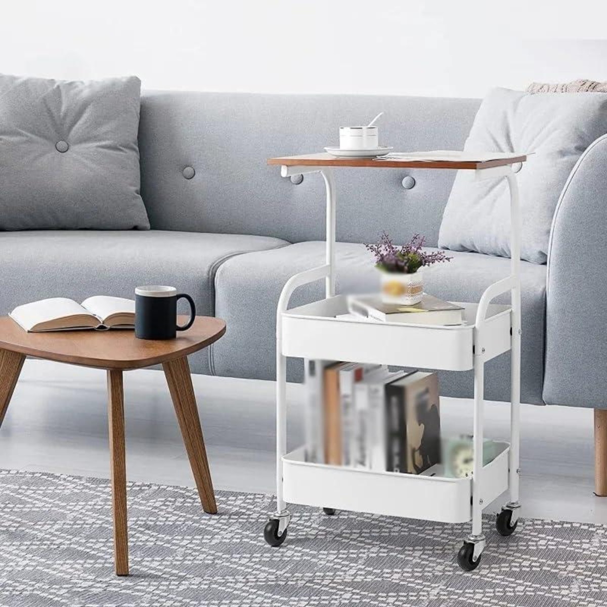 Этажерка на колесах Modern Home 3 яруса 43 х 30 х 77 см (M50287-W) Белая