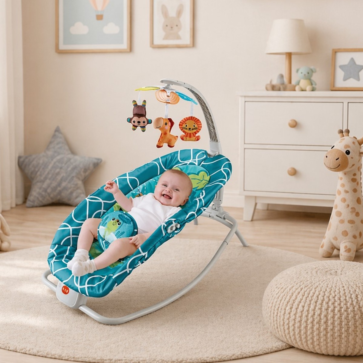 Дитячий шезлонг-гойдалка Baby Cradle заколисуючий центр для новонароджених дітей, дитяче крісло (8788)