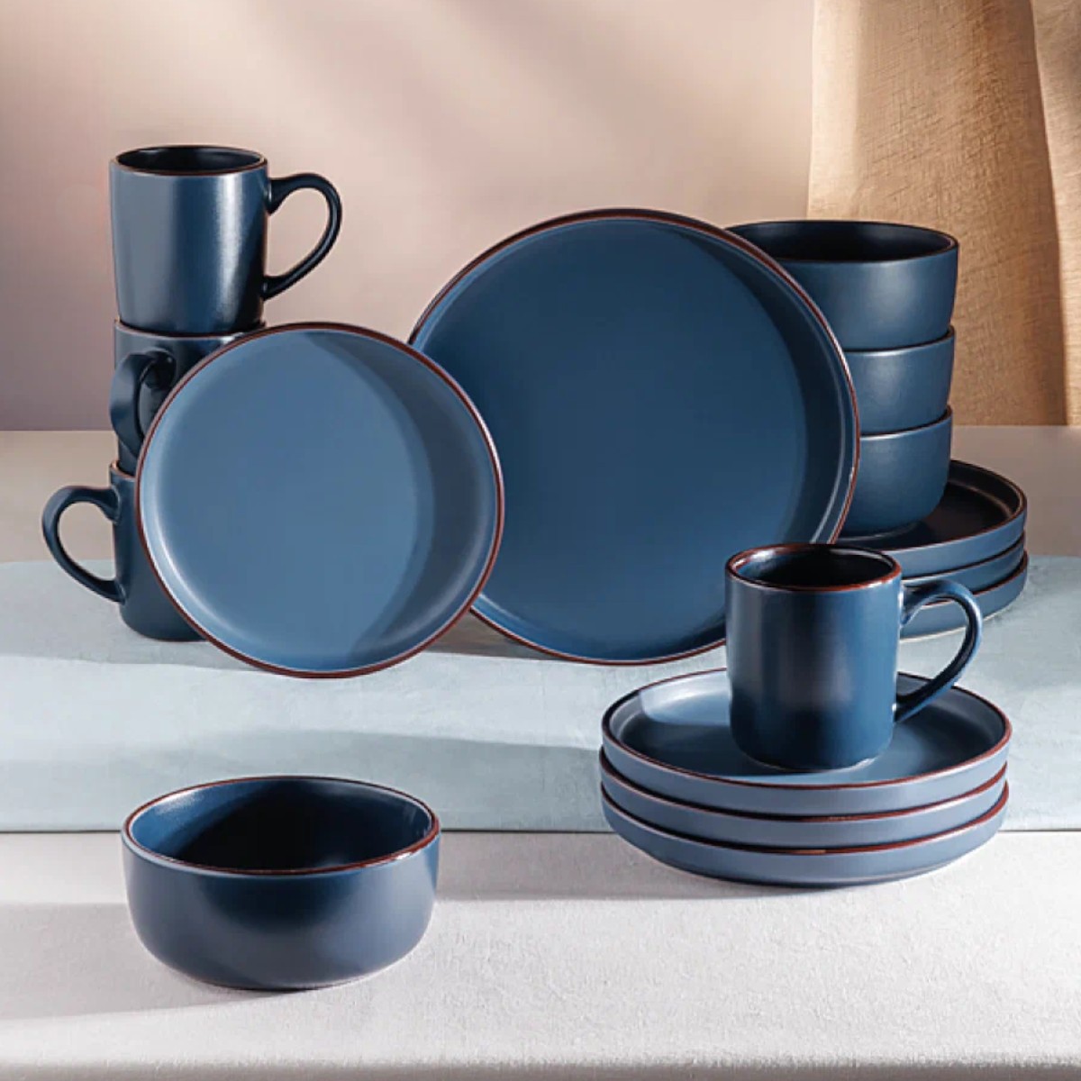 Набор столовой посуды Piece Stoneware 16 предметов (MC5573-1) Темно-синий