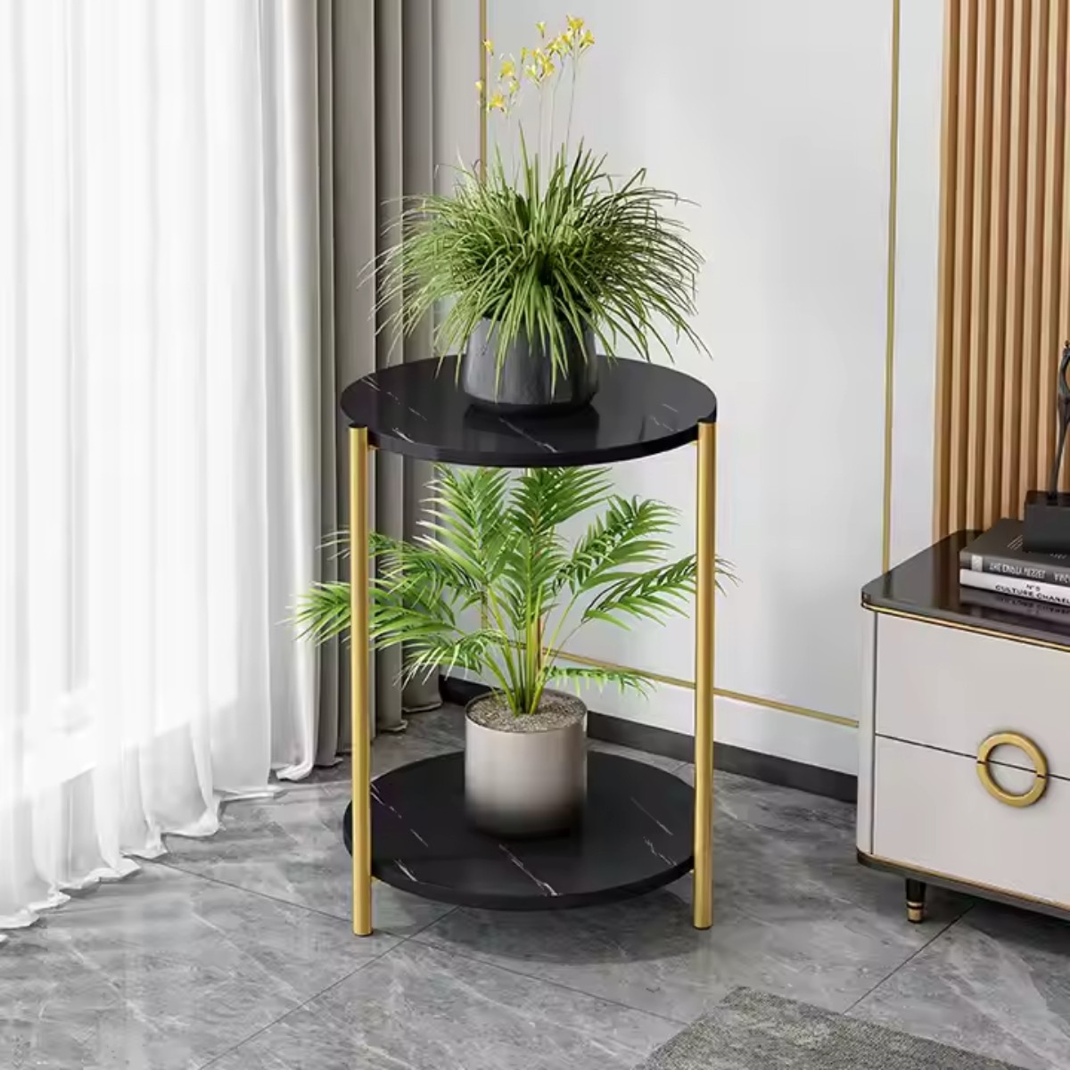 Стіл журнальний Modern Home 2 яруси 30 х 30 х 60 см (M50269-BL) Чорний