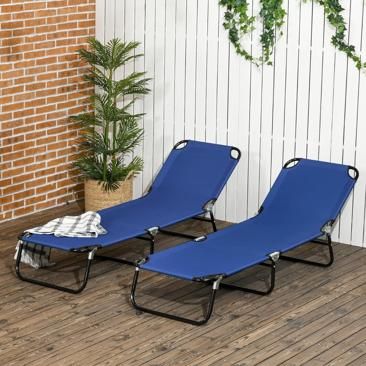 Раскладушка Folding Bed шезлонг для отдыха 185 х 56 х 26 см (MH-3300) (Синий)