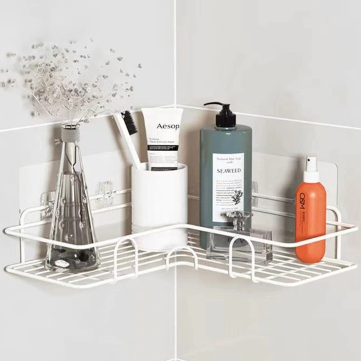 Полка для ванной угловая Modern Home 26.5  х 26.5 х 9.5 см (TD01322) (Белый)