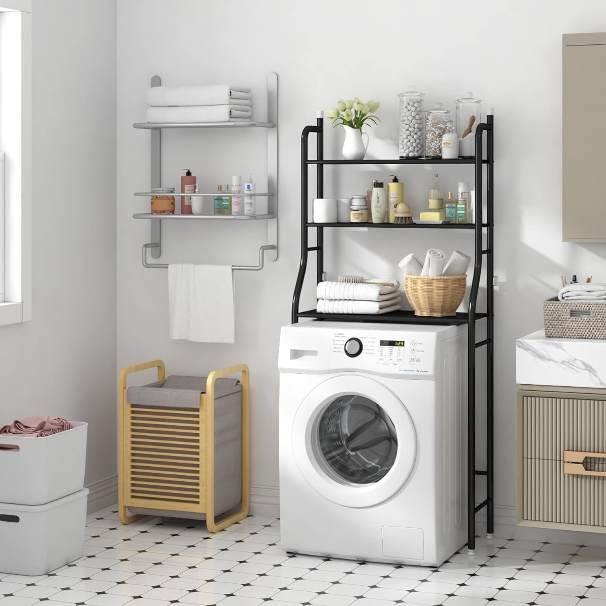 Полка стеллаж напольная над стиральной машиной Laundry Rack 65 х 25 х 155 (R94069)