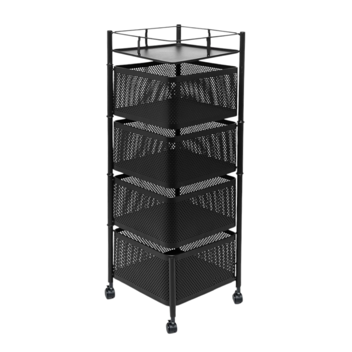 Етажерка на колесах Modern Home "Cube" 4 яруса 27 х 27 х 77 см (R93519-BK) Чорна