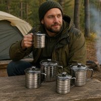 Набор туристических кружек с крышками Cup Sets из нержавеющей стали 5 шт (R93224)
