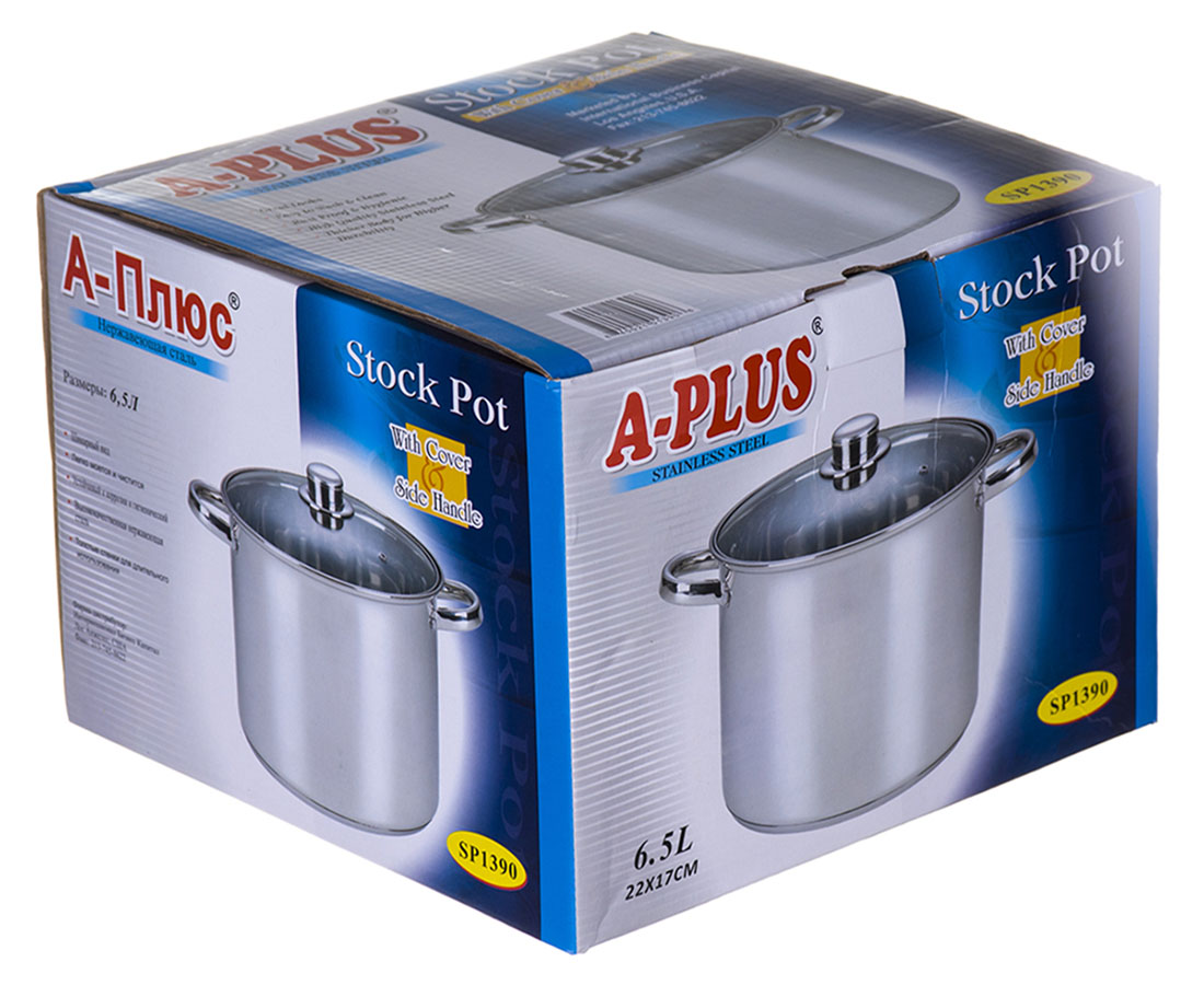 Кастрюля нержавейка A-Plus на 6,5л (1390)