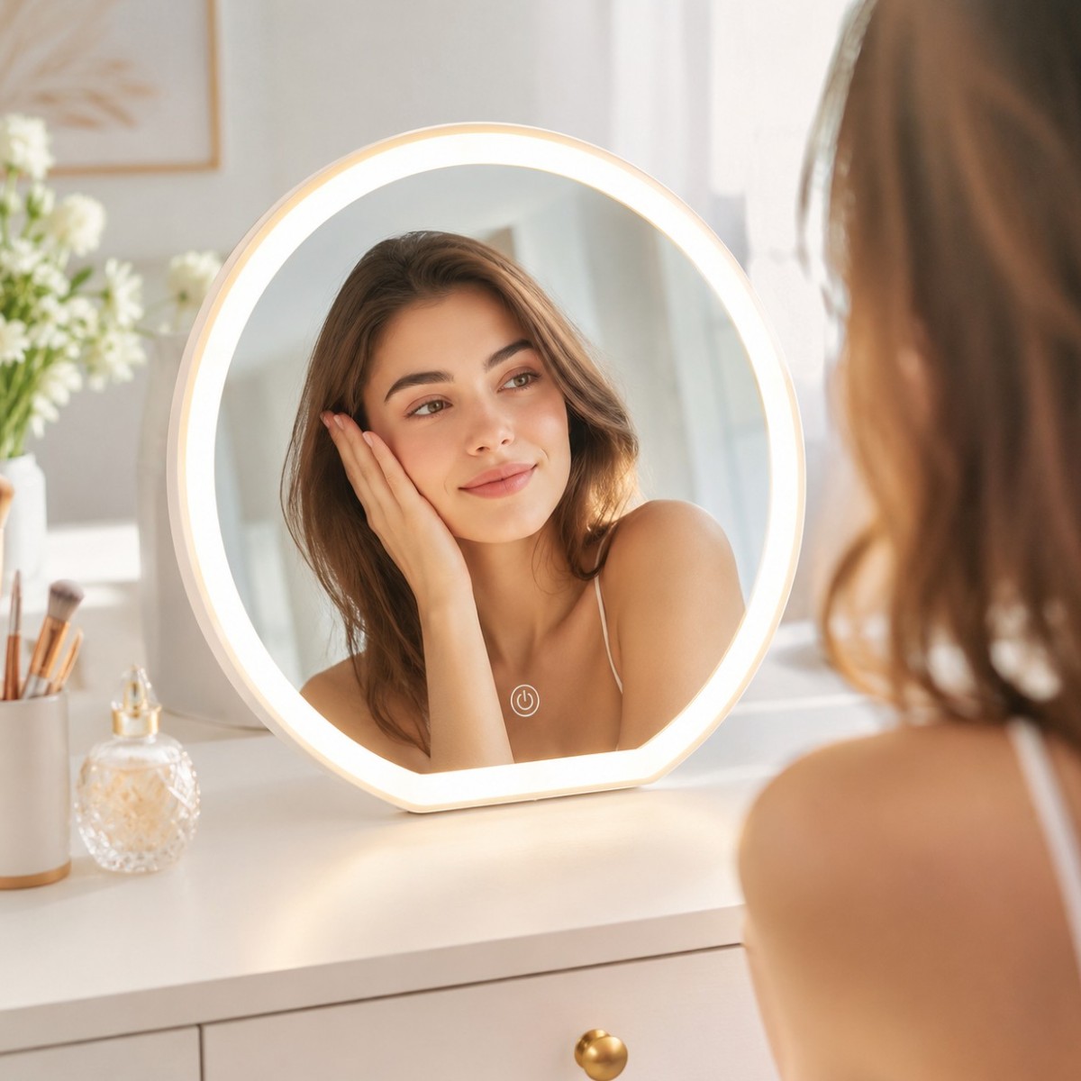 Дзеркало для макіяжу з LED підсвічуванням акумуляторне Led Mirror дзеркало косметичне настільне