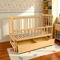 Кроватка детская маятник опускной борт + шухляда TOYS 
