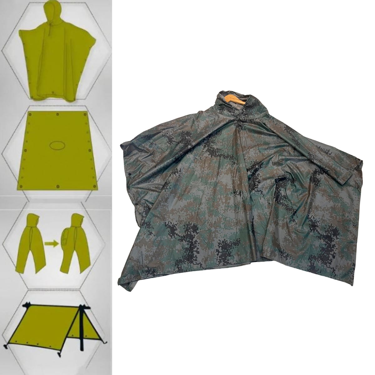Плащ-намет SAI MO TUO 3 в 1 100 х 140 см (R95141) One size Камуфляж піксельний