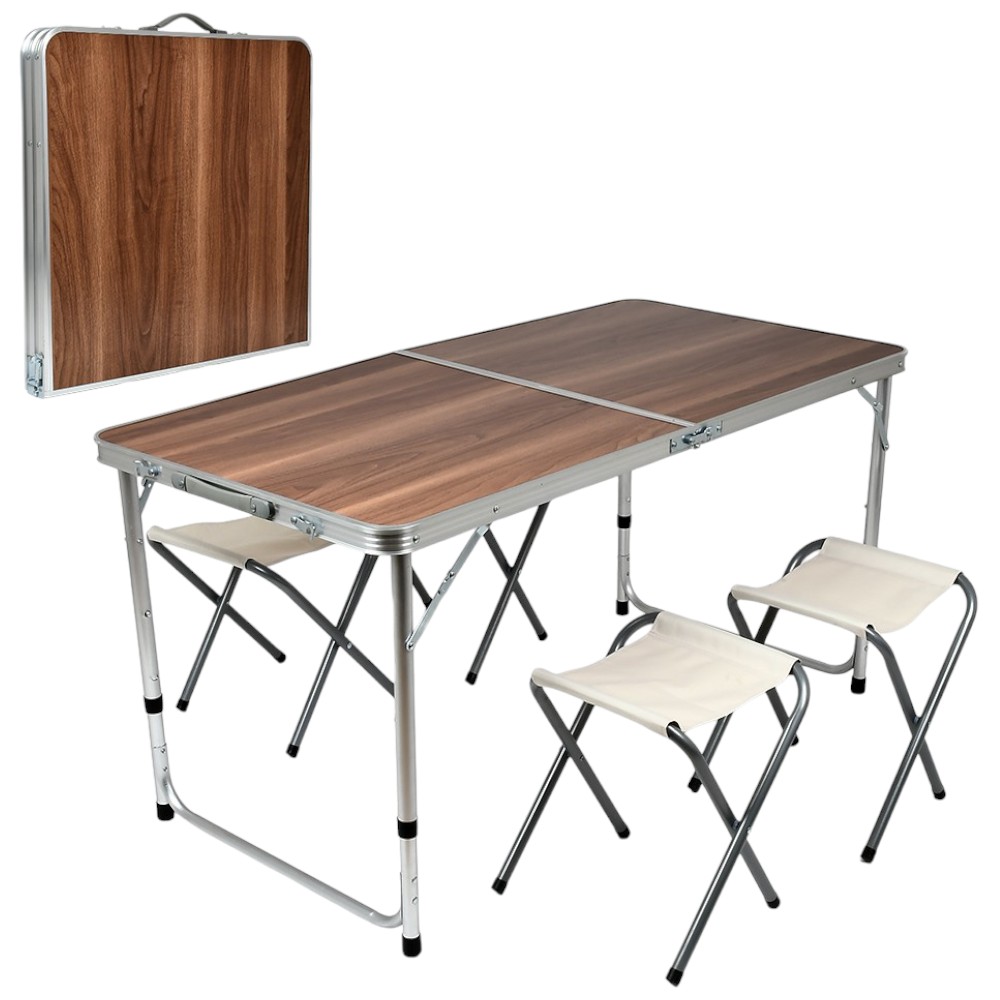 Розкладний стіл валіза з 4 стільцями для пікніка, риболовлі Folding Table 120 х 60 х 70 см (MH-5309S)