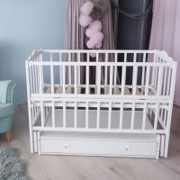 Кроватка детская маятник с откидным бортиком + ящик ТМ Кузя 
