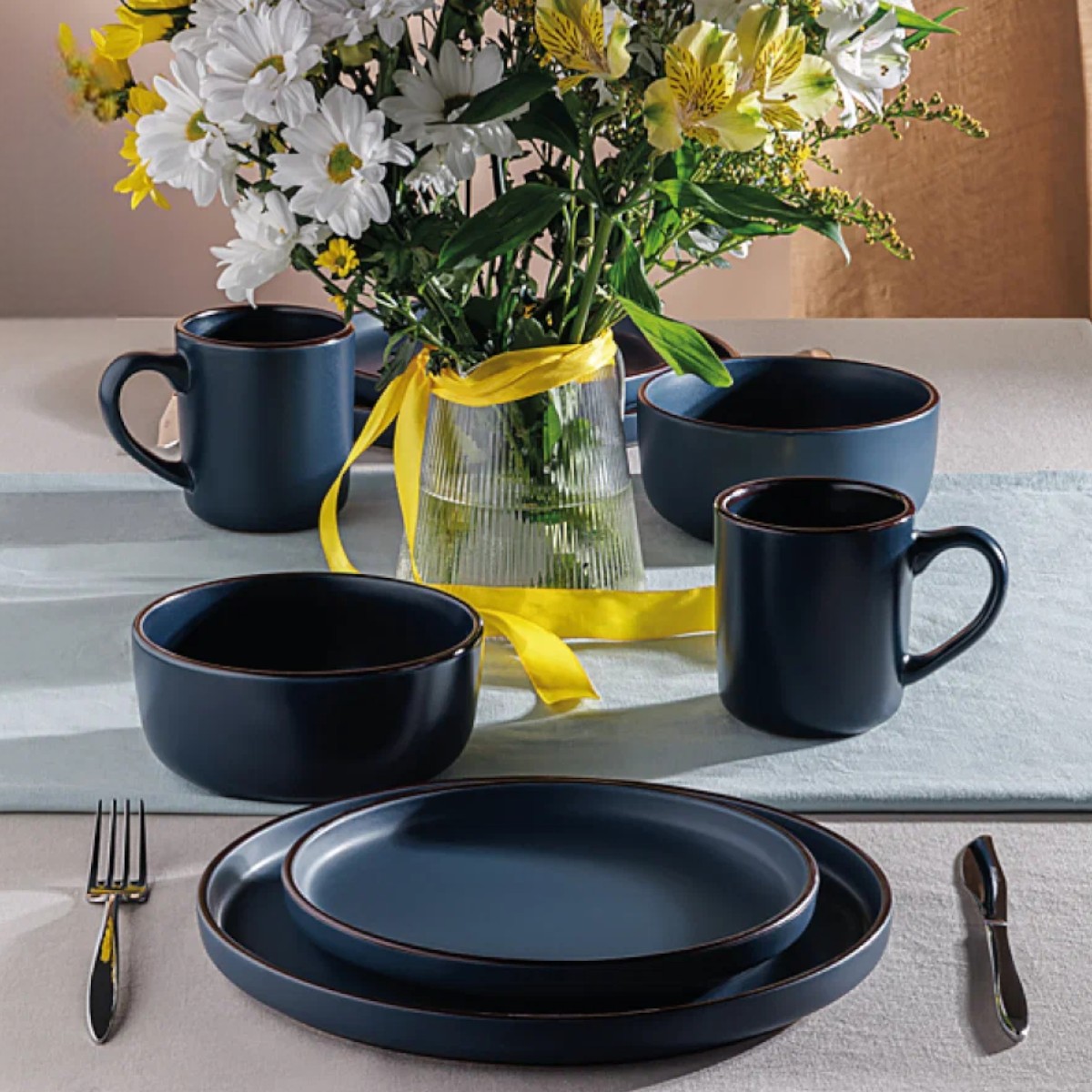 Набор столовой посуды Piece Stoneware 16 предметов (MC5573-1) Темно-синий
