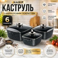 Набор кастрюль с антипригарным покрытием Styleberg казаны с мраморным покрытием 6 предметов (ST3025)