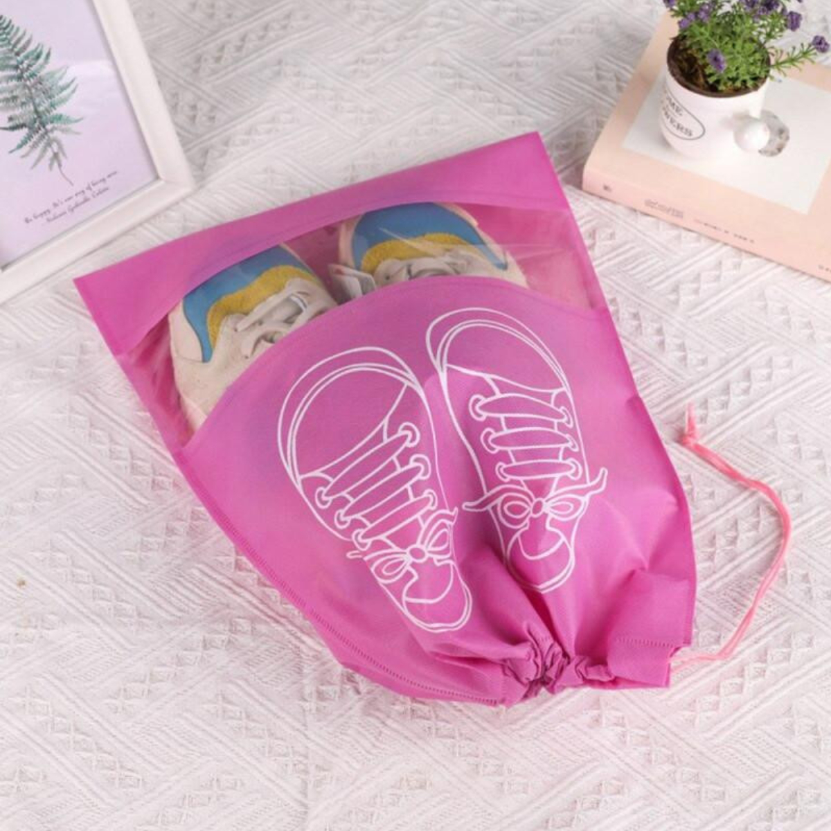 Чехол для хранения и перевозки обуви Shoe Bag на затяжках, с окошком 27 х 36 см (WW58742-3)