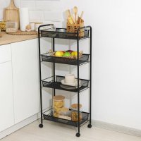 Этажерка на колесах Modern Home 4 яруса 44 х 25 х 83 см (WW01357) Черная