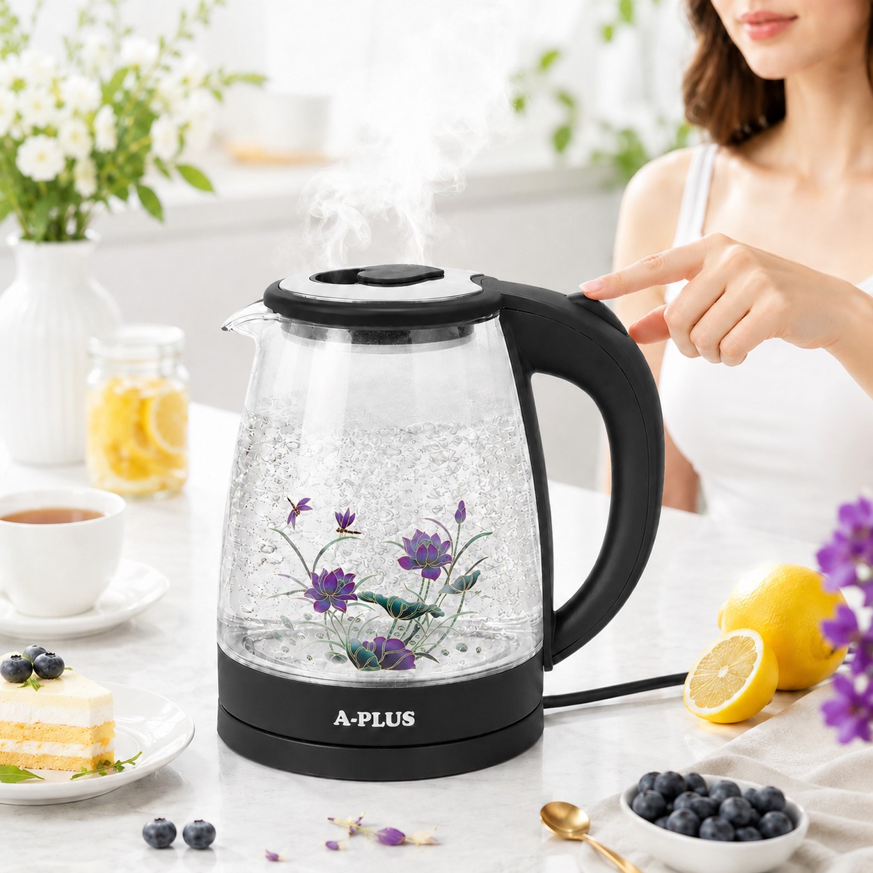 Электрочайник стекло A-PLUS 2.0 л (1504)