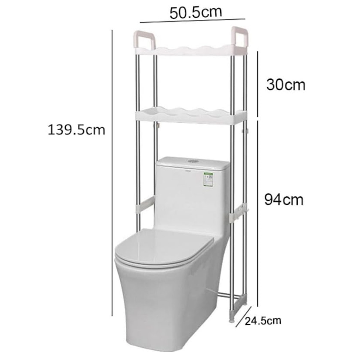 Полиця стелаж підлогова над унітазом Toilet Rack 50.5 х 24.5 х 139.5 см (398 TR)