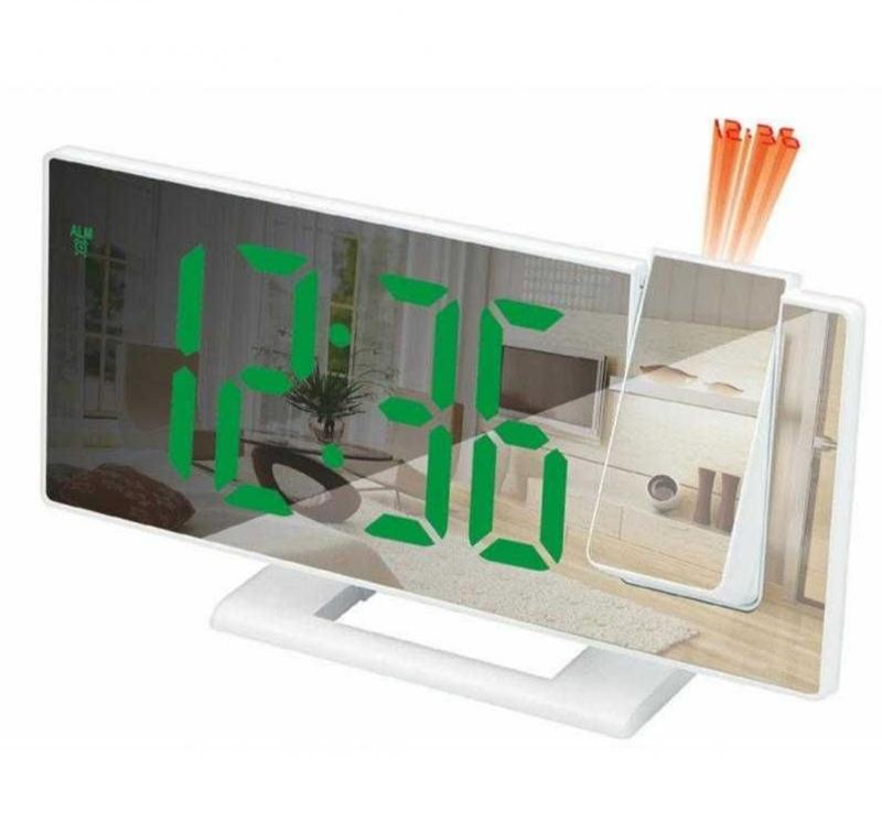 Настольные часы Led Mirror Clock 3618LP Зеленая подсветка 