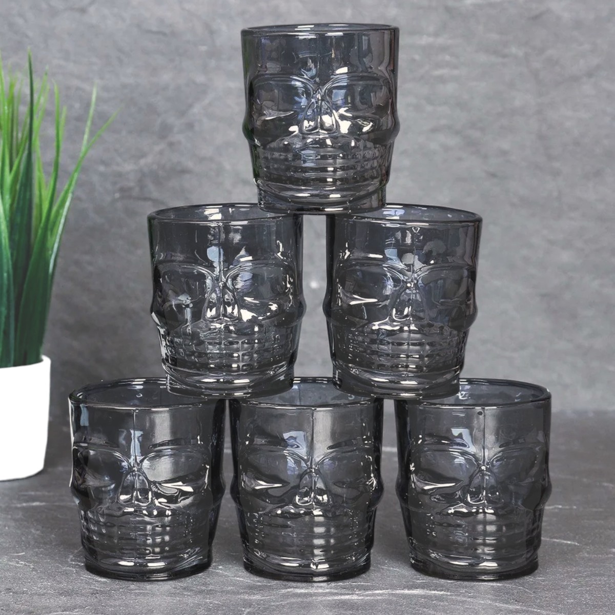Набор рюмок High Quality Череп 6 шт 50 мл (R29804) Grey