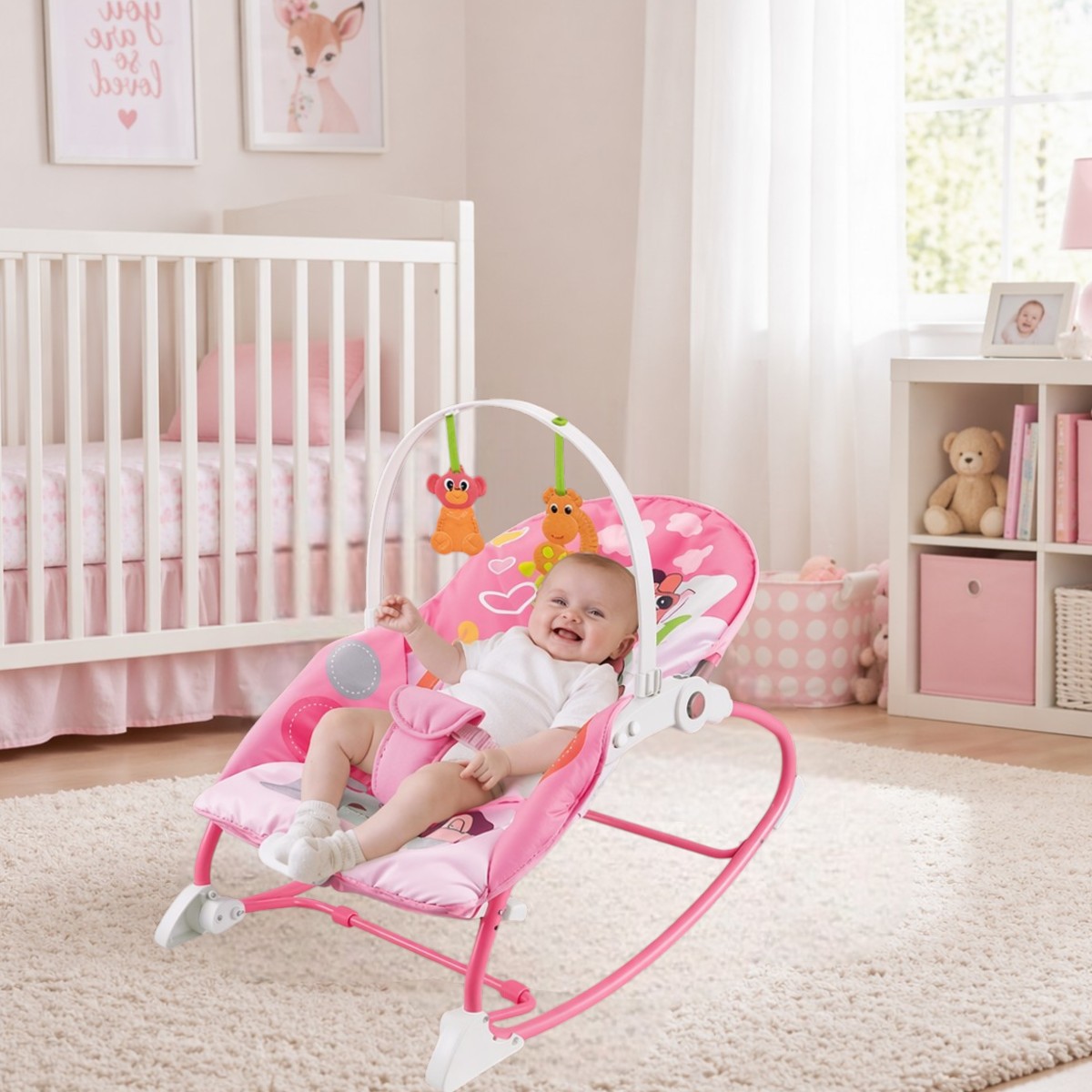 Дитячий шезлонг-стульчик для годування 2в1 Rocker Dining Chair заколисуючий центр для немовлят