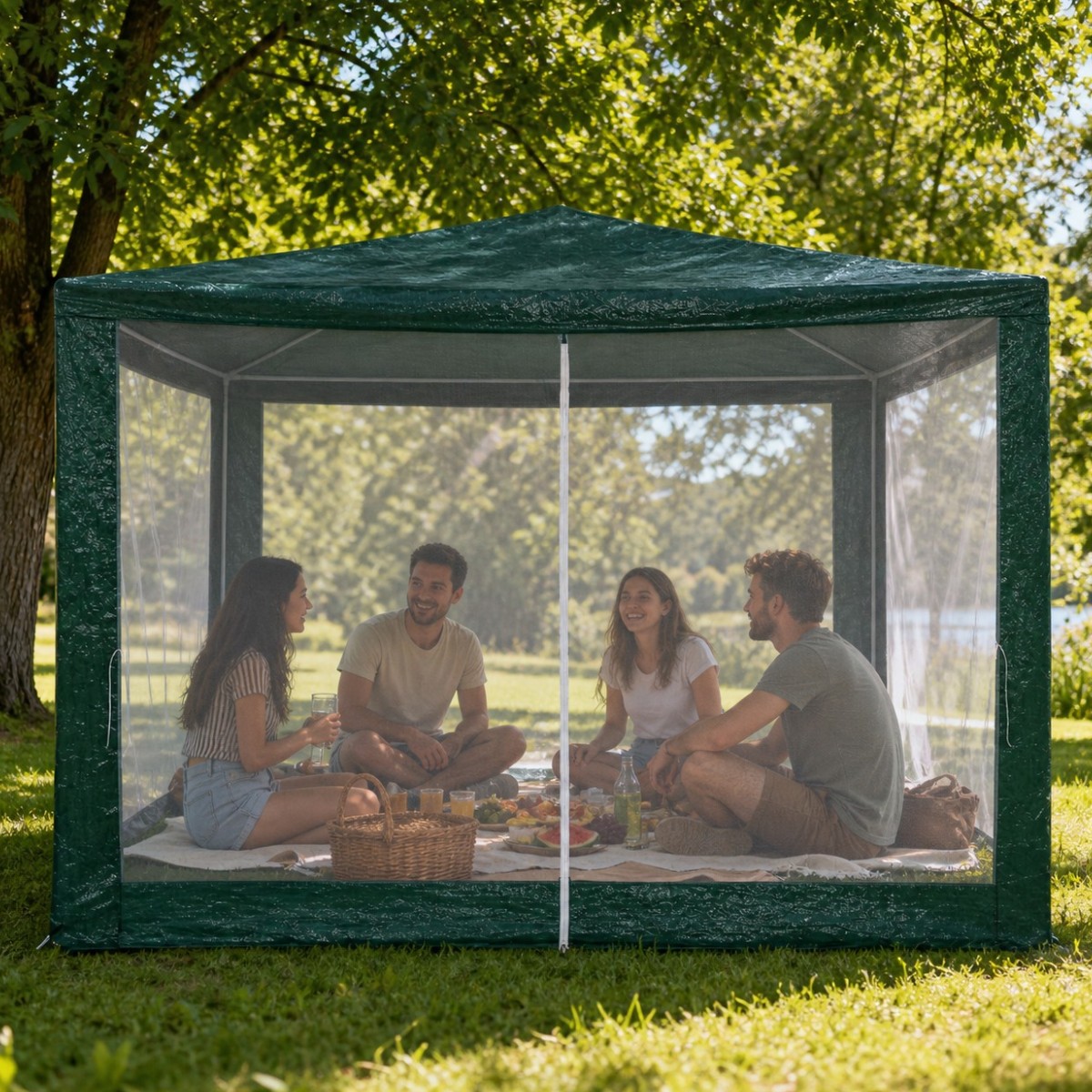 Садова альтанка-павільйон Gazebo Tente 2.5 х 3 х 3 м складний шатер з москітною сіткою для саду, дачі