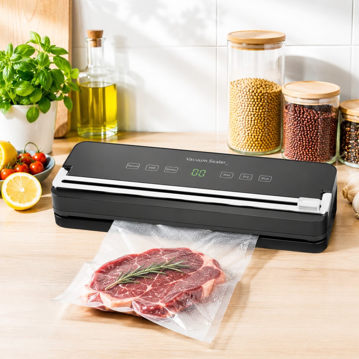 Вакууматор для продуктов Vacuum Sealer, вакуумный упаковщик для сухих и влажных продуктов Sous-Vide
