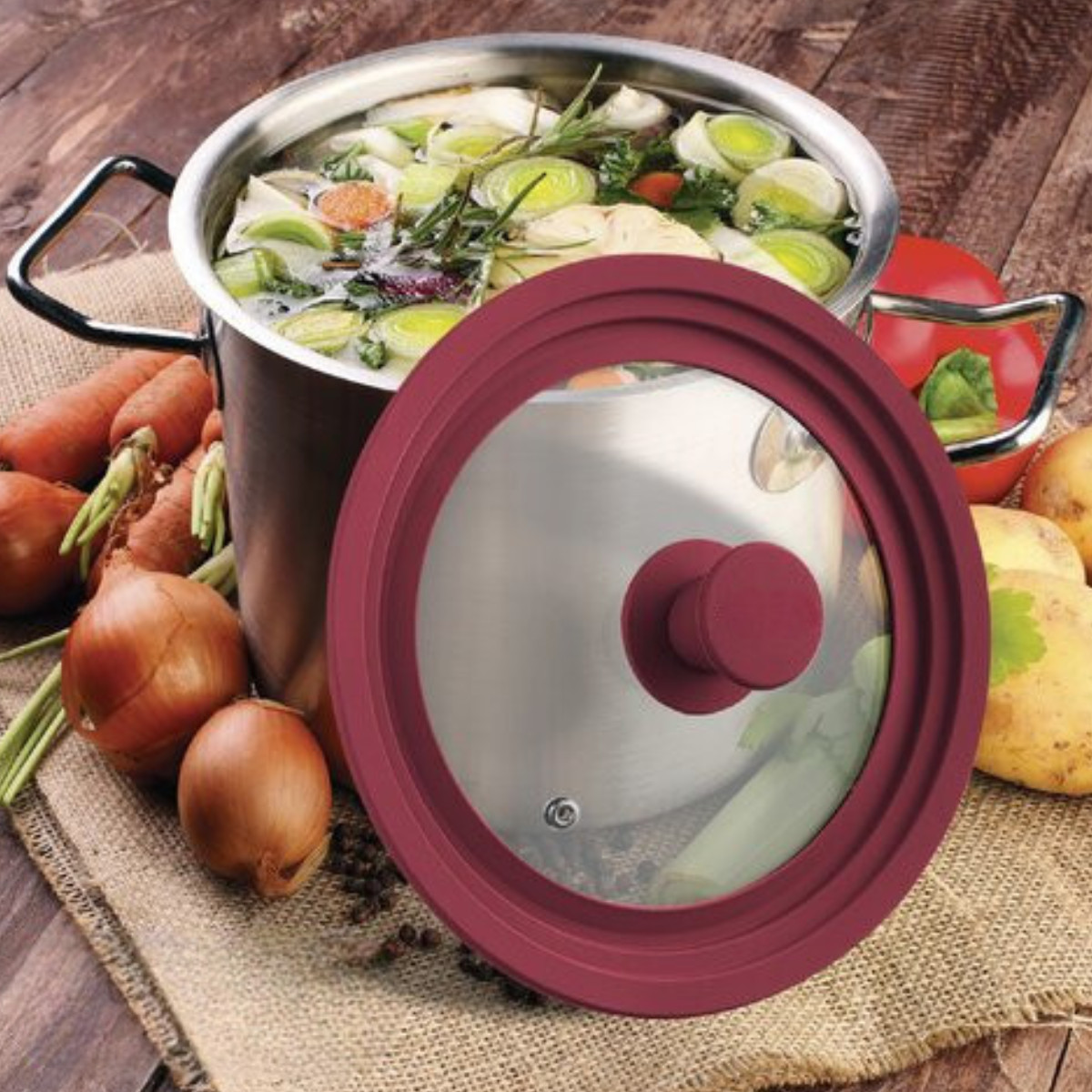 Крышка мультиразмерная Multi-Size Lid стеклянная с силиконовым ободком 18/20/22 см (R41271-20)