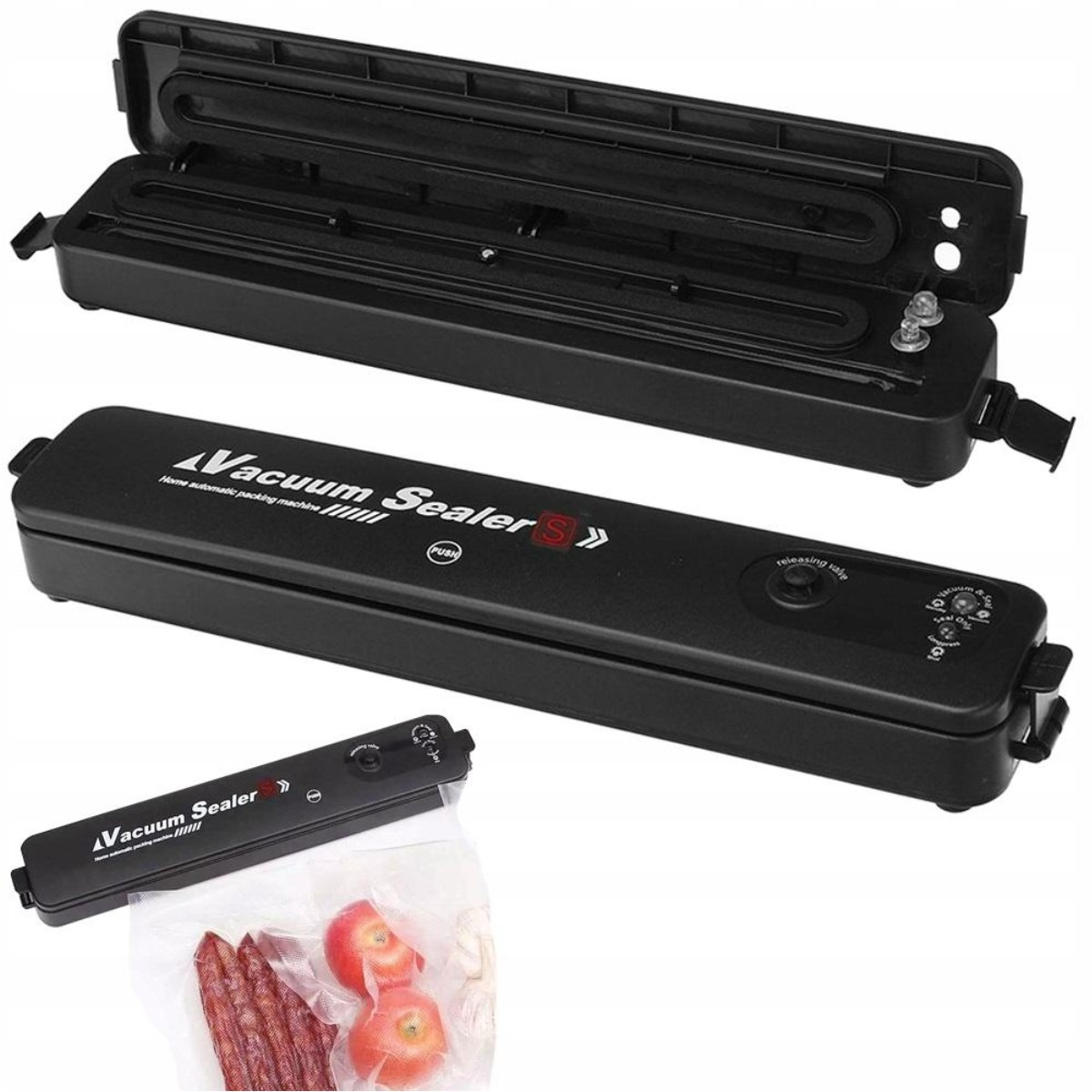 Вакууматор для продуктів Vacuum sealer 90W 37.5 х 7.5 х 7.2 см + 10 пакетів для вакуумування