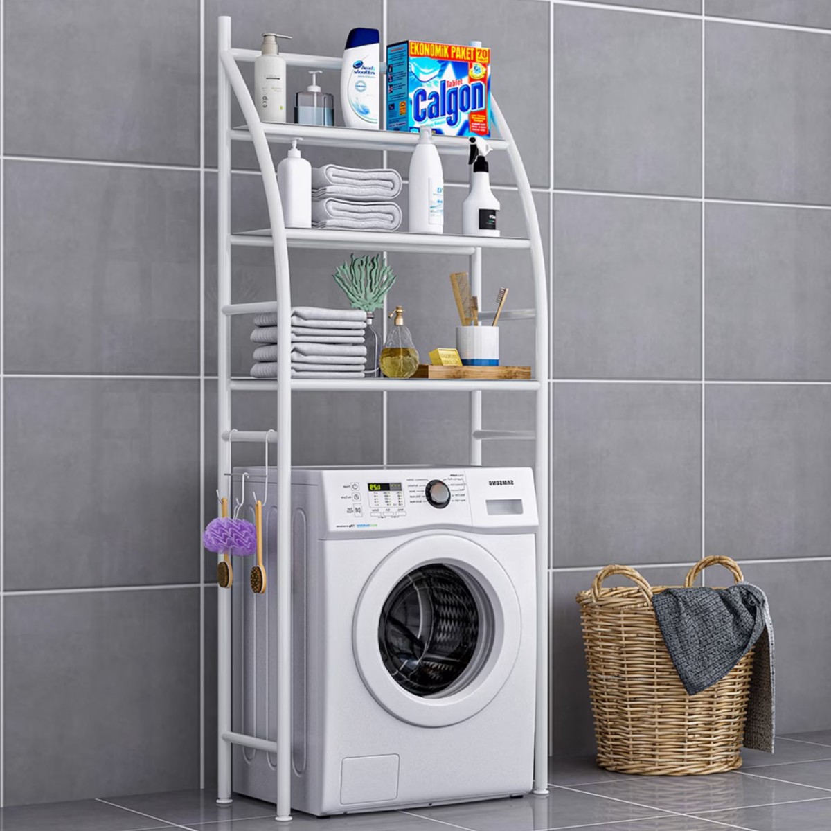 Полка стеллаж напольная над стиральной машиной Laundry Rack 65 х 25 х 165 (R30889)