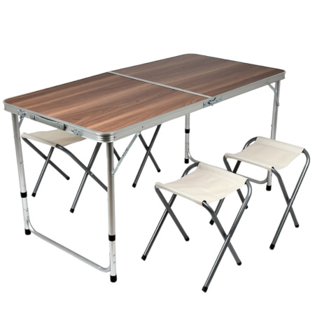 Раскладной стол чемодан с 4 стульями для пикника, рыбалки Folding Table 120 х 60 х 70 см (MH-5309S) (Коричневый)