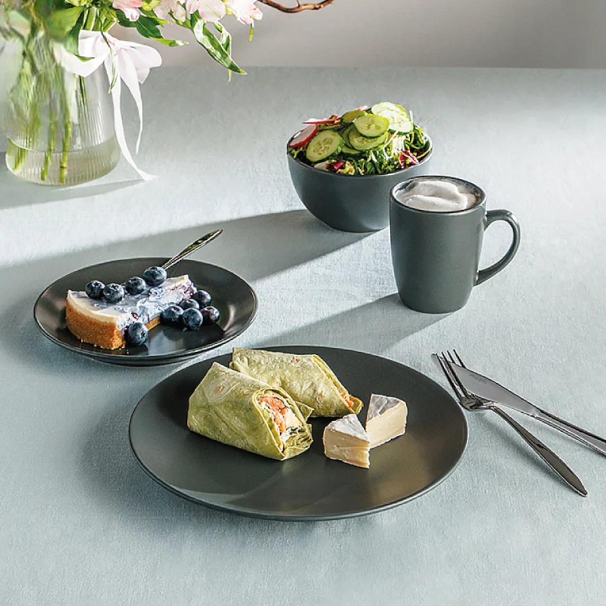Набор столовой посуды Piece Stoneware 16 предметов (MC5577-1) Темно-серый