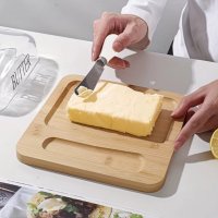 Масленка стеклянная BUTTER с бамбуковой подставкой и ножом для масла (R34370)