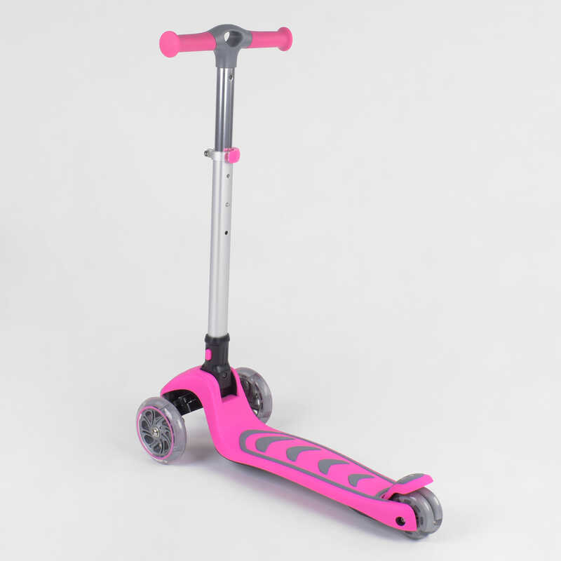Самокат_трехколесный_57795_(4)_Best_Scooter_РОЗОВЫЙ_складной_алюминиевый_руль_4_колеса_PU_со_светом_