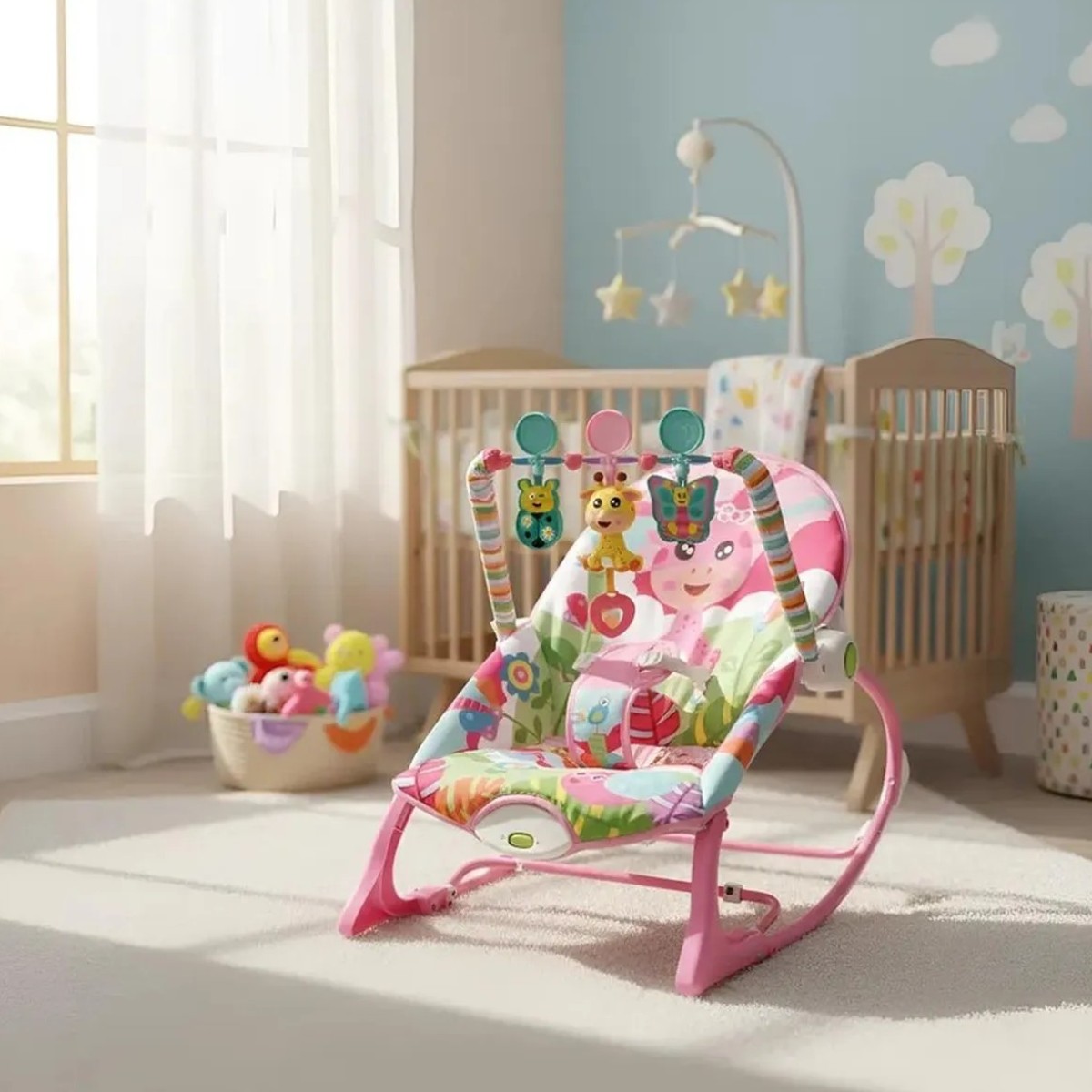 Детский шезлонг-качалка Tiibaby убаюкивающий центр для новорожденных детей, детское кресло (68147)