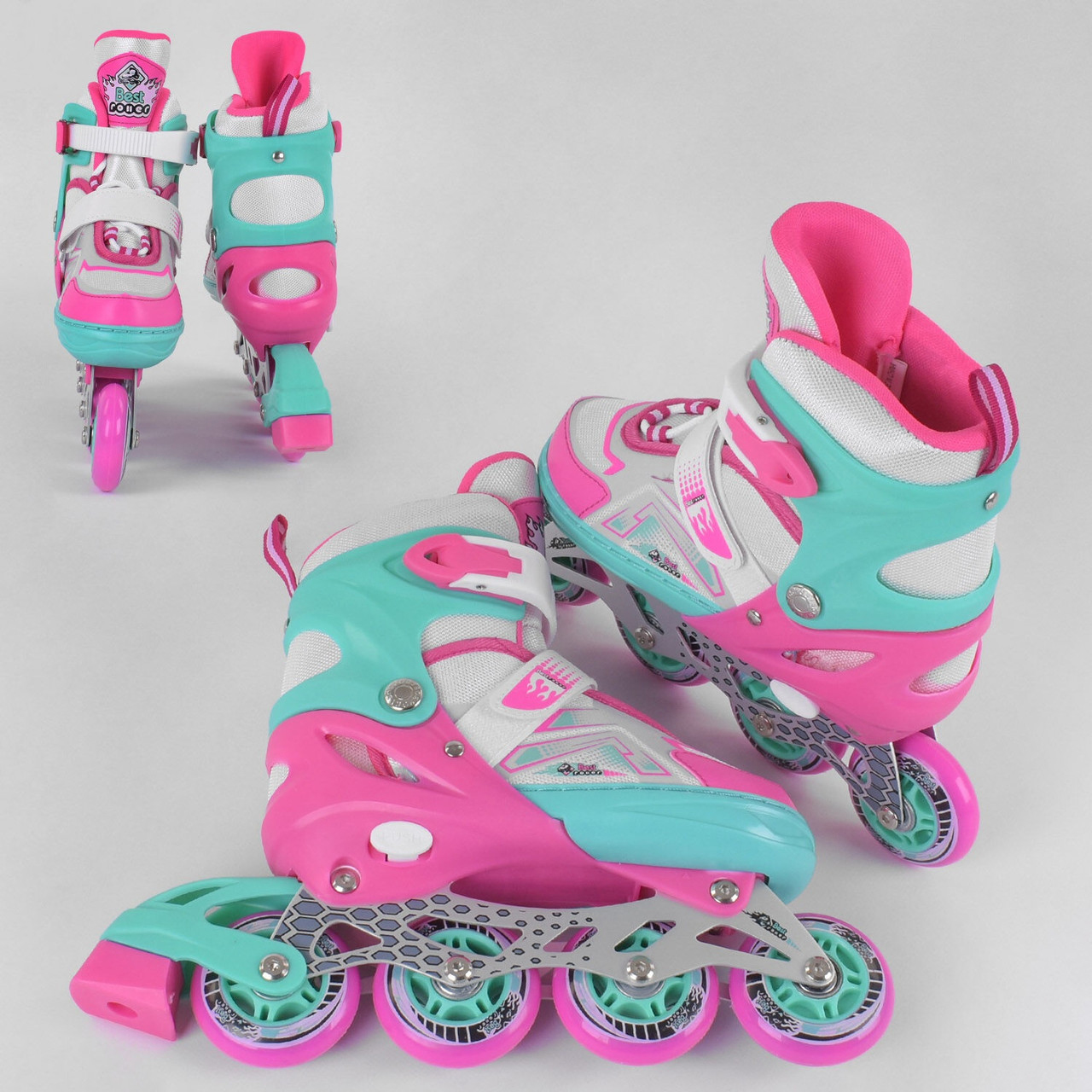 Ролики_4611-М_Best_Roller_размер_34-37_цвет_–_БИРЮЗОВЫЙ_(6)_колёса_PU_ПЕРЕДНЕЕ_КОЛЕСО_СВЕТ_в_сумке_d