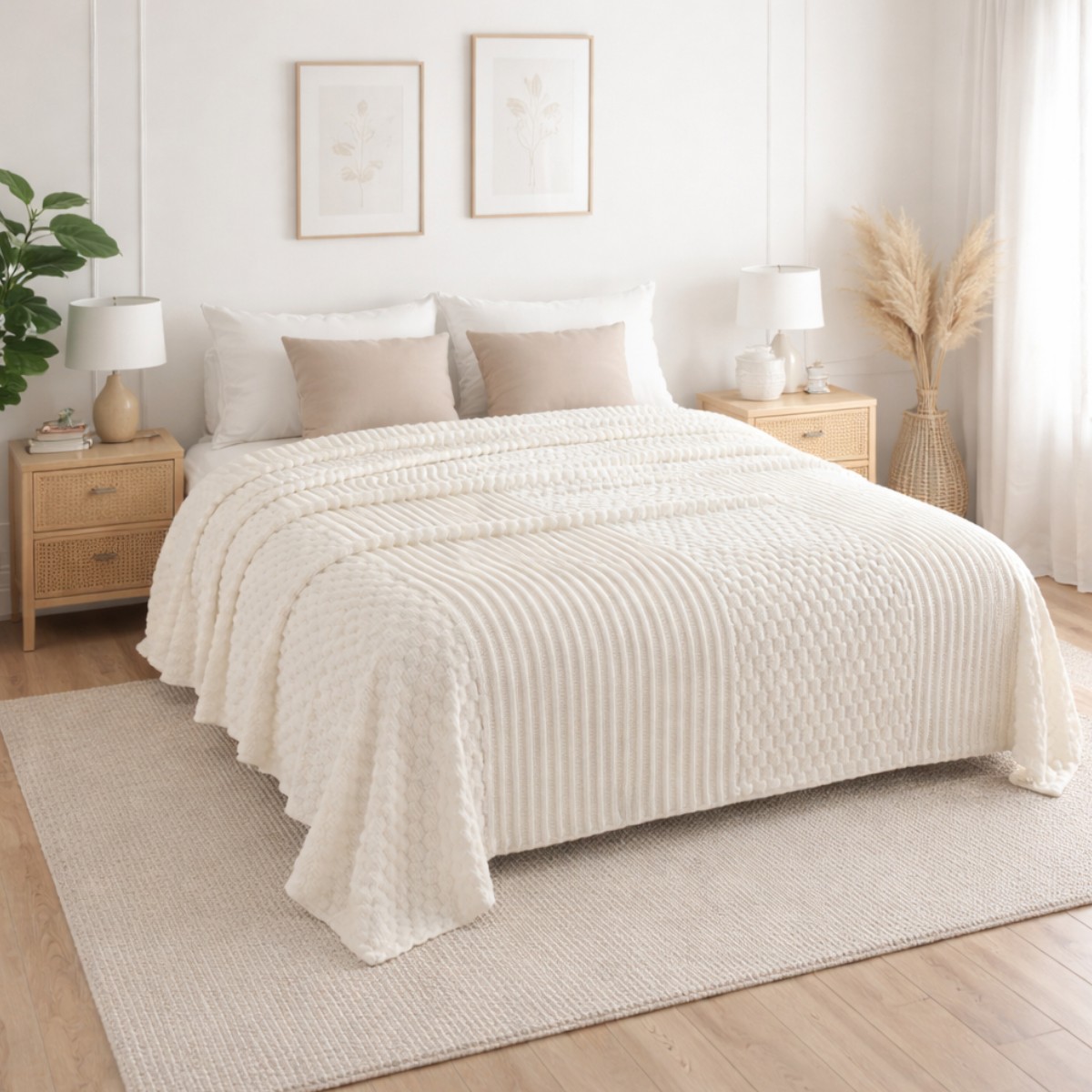Плед двуспальный KOLOCO "Шарпей Comfort 3D" 180 х 200 см (43228) Айвори