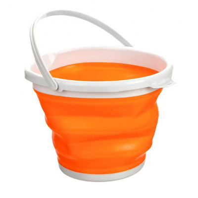 Ведро складное SILICON BUCKET 10 литров (-Оранжевый+Белый)