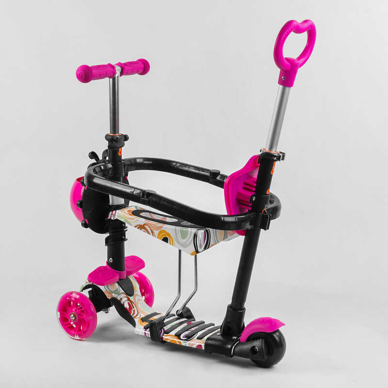 Самокат_5в1_S_9845_(1)_Best_Scooter_АБСТРАКЦИЯ_с_защитным_бампером_PU_колеса_ПОДСВЕТКА__КОЛЕС_в_коро