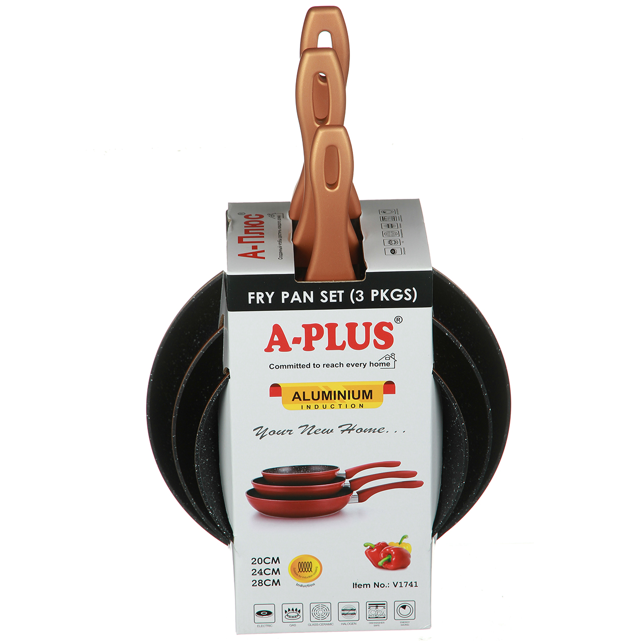 Набор сковородок A-PLUS 3 шт (FP-1741) С мраморным покрытием