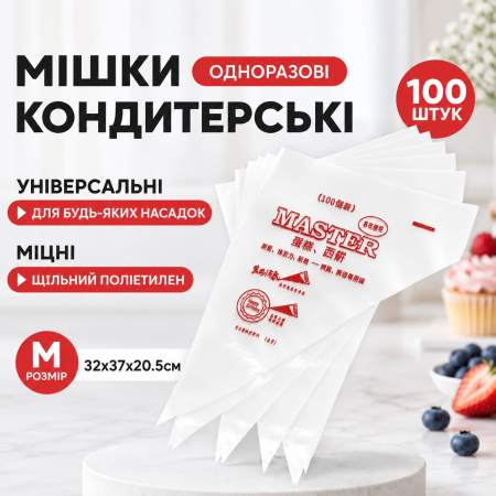 Кондитерские мешки одноразовые MASTER 32 х 37 х 20.5 см 100 шт (101 CB)