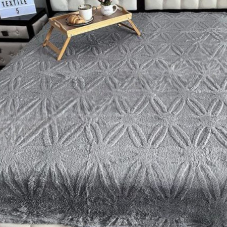 Плед Євро пухнастий Home textile "Квітка" 200 х 220 см (37175) Сірий