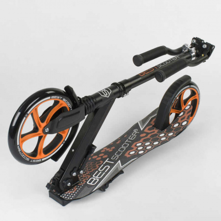 Самокат_34750_(2)_Best_Scooter_ЧЕРНЫЙ_зажим_руля_переднее_колесо_PU_-_22_см_заднее_колесо_PU_-_20_см