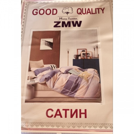 Комплект постільної білизни полуторний ZMW "Home Textiles" (37461) Сині+Бежеві квадрати