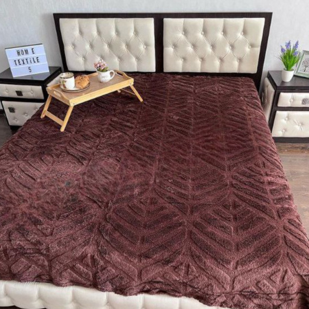 Плед Євро пухнастий Home textile "Ялинка" 200 х 220 см (37167) Шоколадний