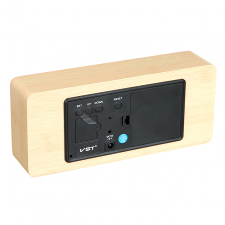 Настольные часы Led Woden Clock (VST-865-1) Бежевые с желтыми цифрами