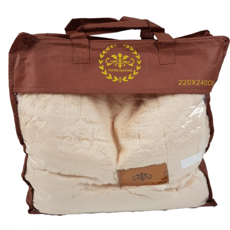 Плед покрывало шиншилла HOME TEXTILES микрофибра 220 х 240 (34649) Молочный