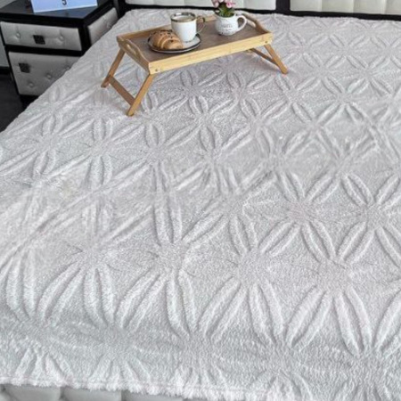 Плед Євро пухнастий Home textile "Квітка" 200 х 220 см (37174) Айворі
