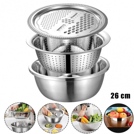 Набір миска друшляк тертка Kitchen Ware 3 предмета