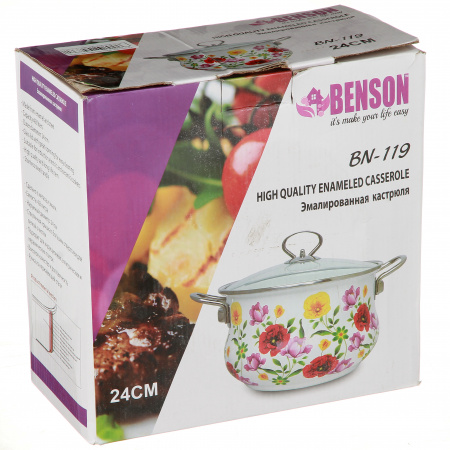 Кастрюля эмалированная Benson 4.8 л (BN-114)